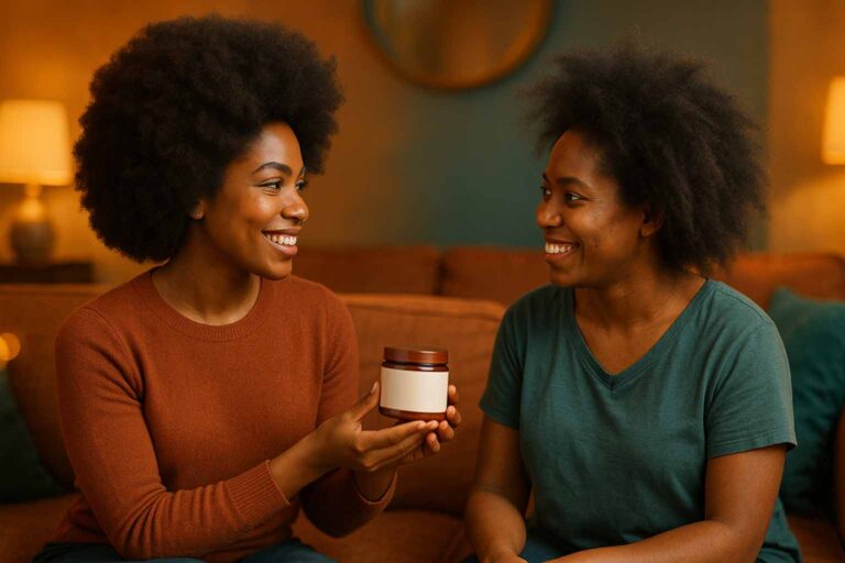 Afro hair, 2 women talking about a hair product