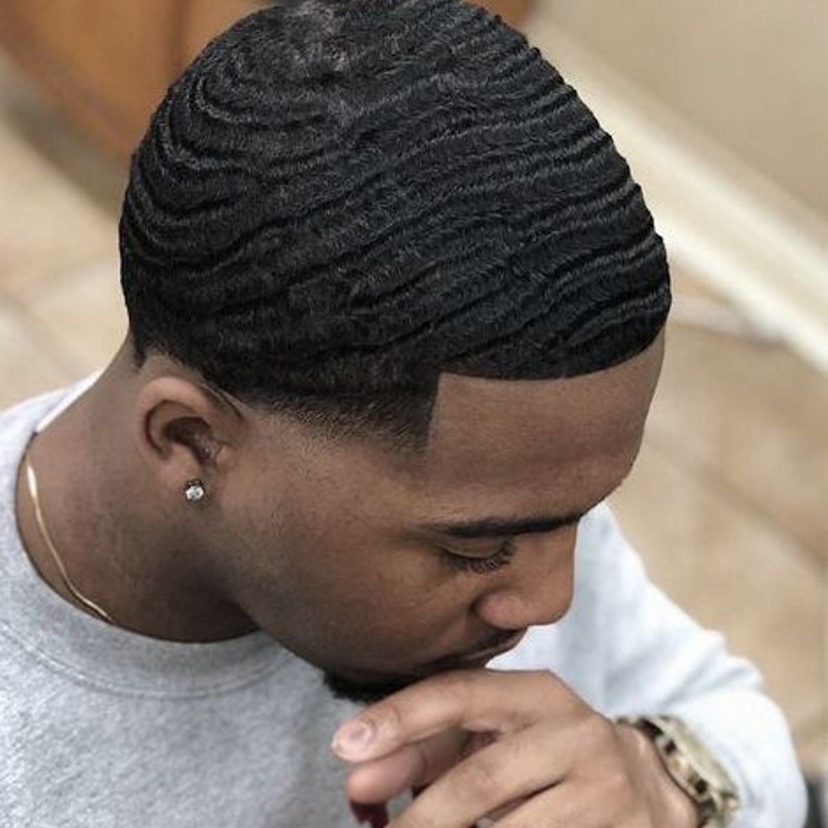 360 waves wave dégradé coiffure homme noir